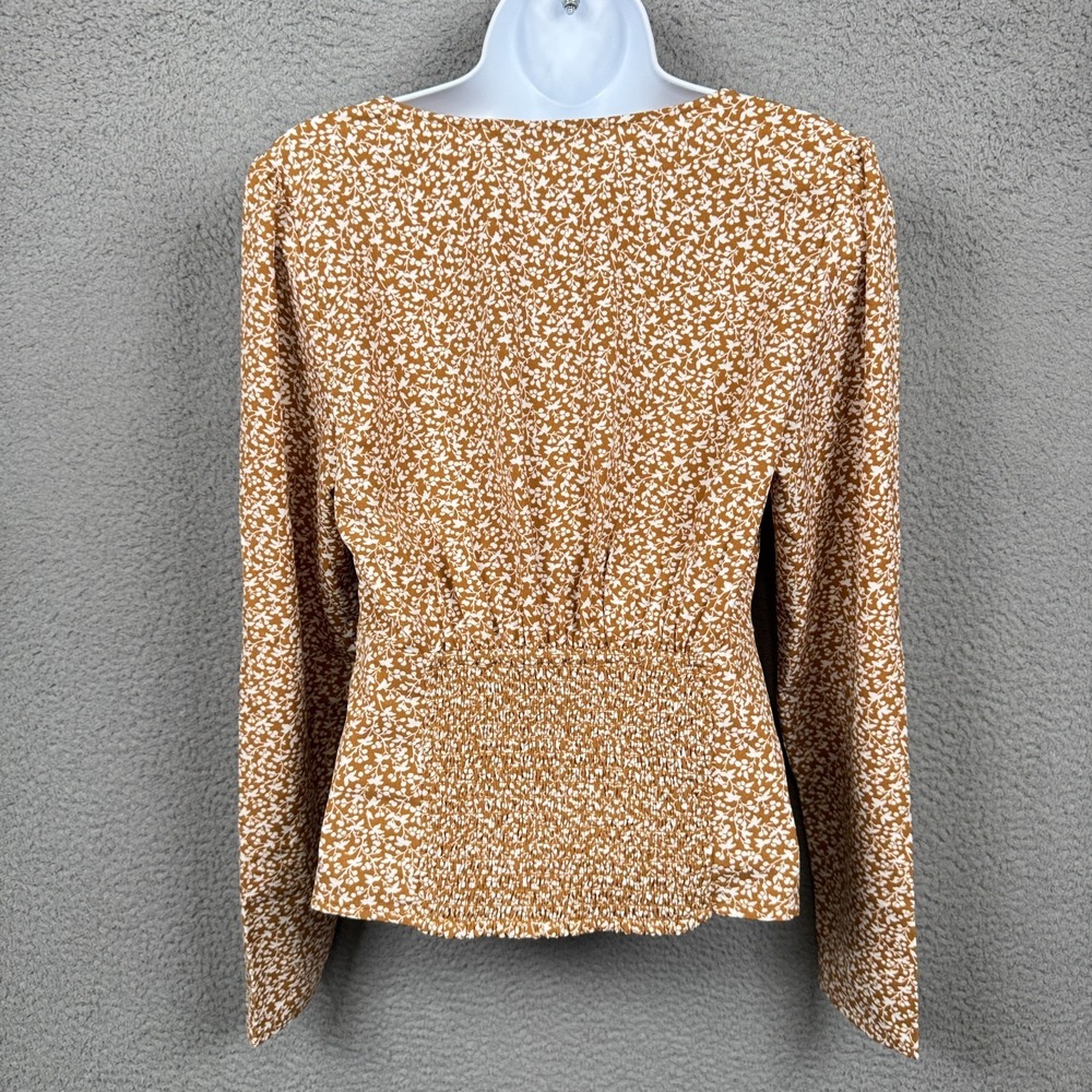 Abercrombie Top Womens M Brown Floral Babydoll Preppy‎ Y2K Clean Girl Soft Boho - Picture 2 of 12